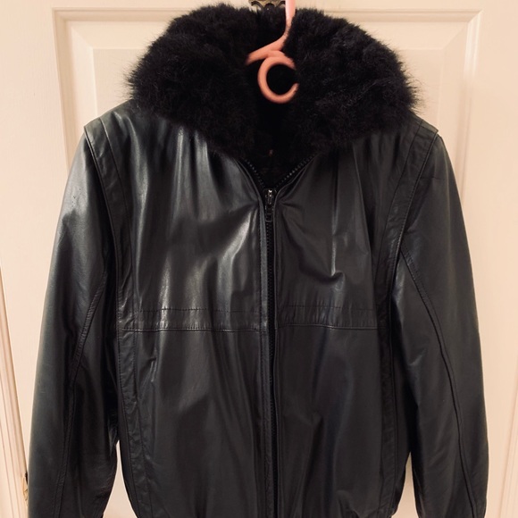 Vintage Black Lambskin & Fur Bomber Jacket - Picture 2 of 16